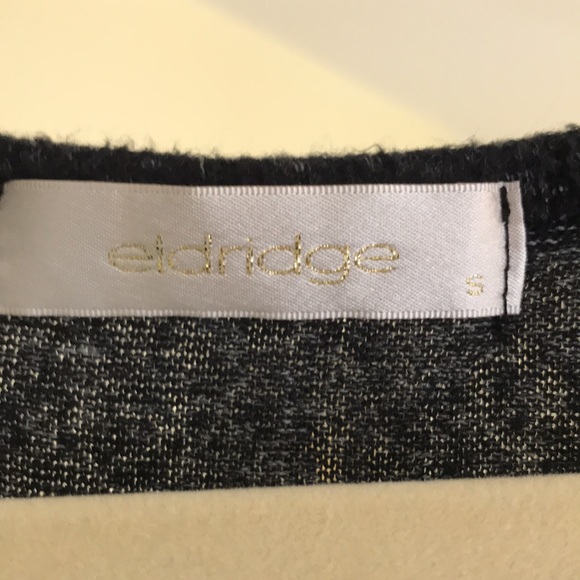 Heather charcoal grey razor back top with black and white stripes at the bottom. - Picture 2 of 4